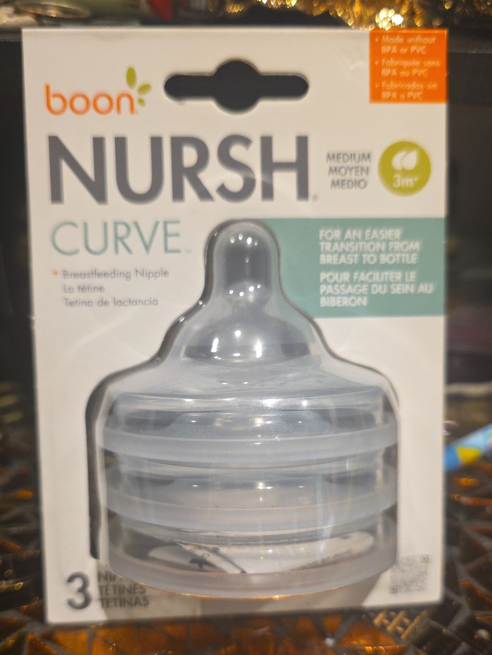 NURSH Curve Medium Breastfeeding Nipple - Clear by